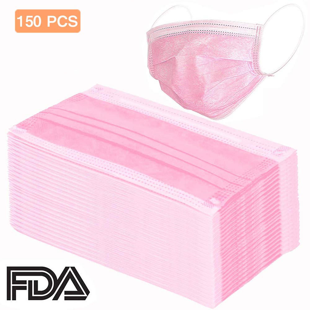 150 Pcs Disposable Earloop Face Mask - Thick Soft Comfort Nonwoven Anti-Dust Face Mask/Flu/Germs Filter Mask Dental Surgical Medical Face Masks