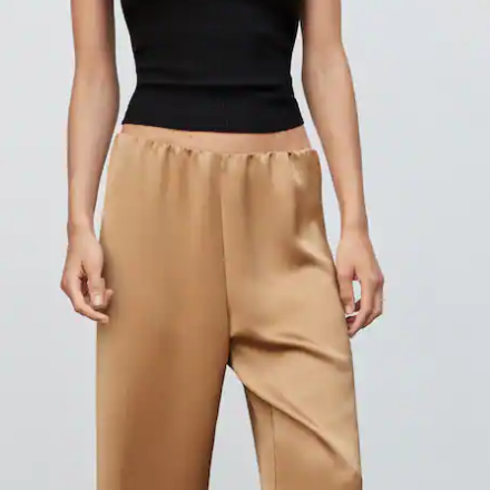 Mango Outlet USA: Satin-finish Elastic Waist Pants - 89% OFF