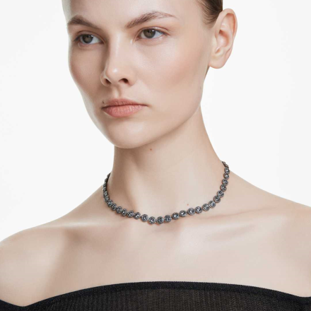 Swarovski: New In - Una Angelic Tennis necklace Round cut, White, Gold-tone plated