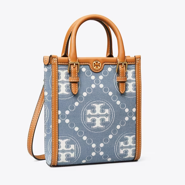 Tory burch T Monogram Denim Mini Tote