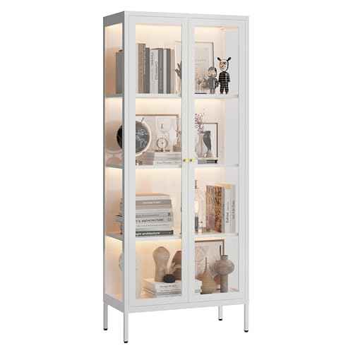 Amazon US: Unicoly Display Cabinet with Glass Doors White