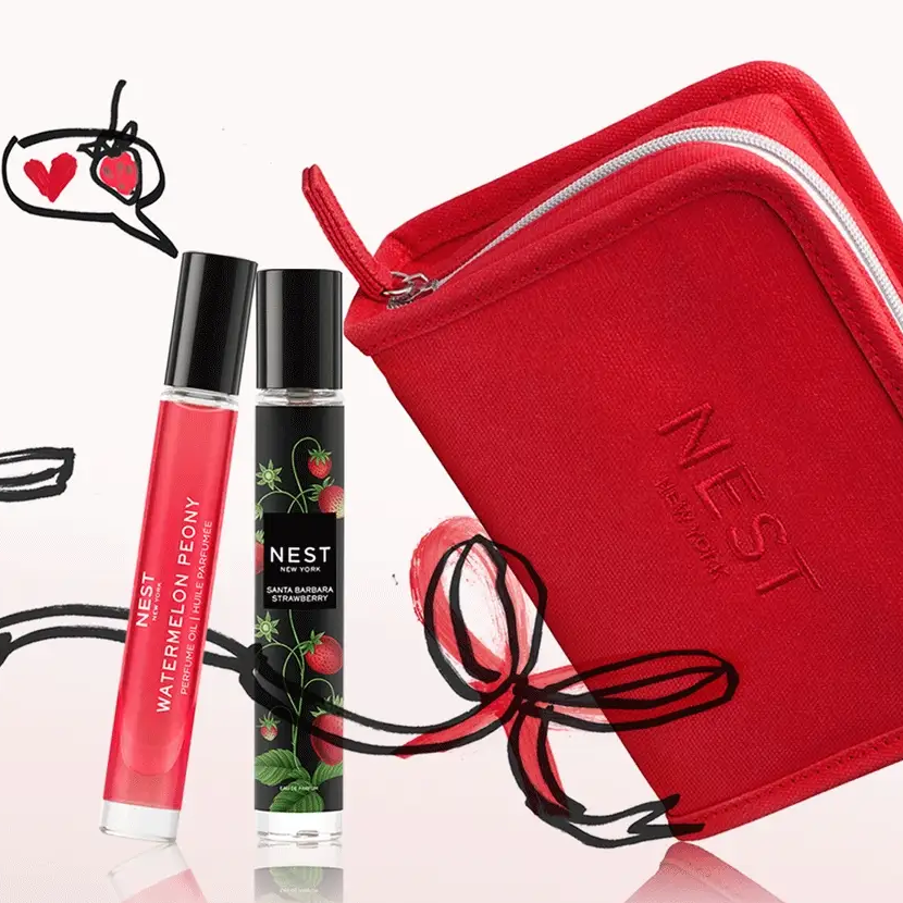 NEST New York: Custmer Valentine's Set! Make Your Choice of Any Two Travel Perfumes and a Travel Pouch For $67