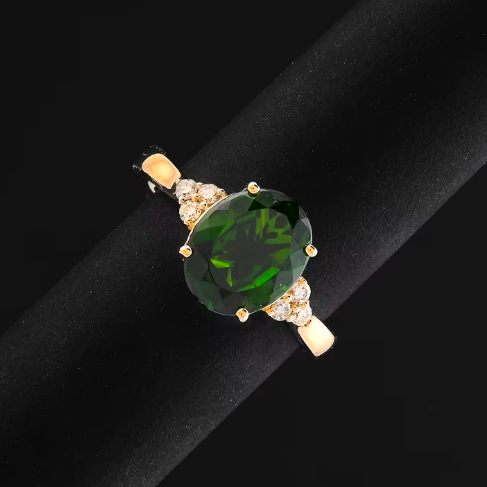 Shop LC: Certified & Appraised Luxoro AAA Chrome Diopside and G-H I2 Diamond 3.75 ctw Ring