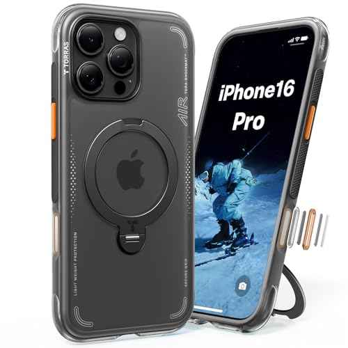 TORRAS: Ostand Q3 Air for iPhone 16 Pro Case 6.3'' with Real Airbags, Fit for MagSafe
