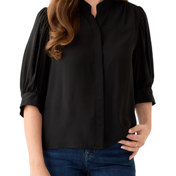 Belk: CeCe Petite 3/4 Sleeve New Ivory Button Down Top