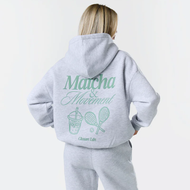 Closure London UK: Matcha And Movement Hoodie Grey Marl
