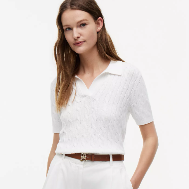 Tommy Hilfiger: Short-Sleeve Cable Knit Sweater Polo