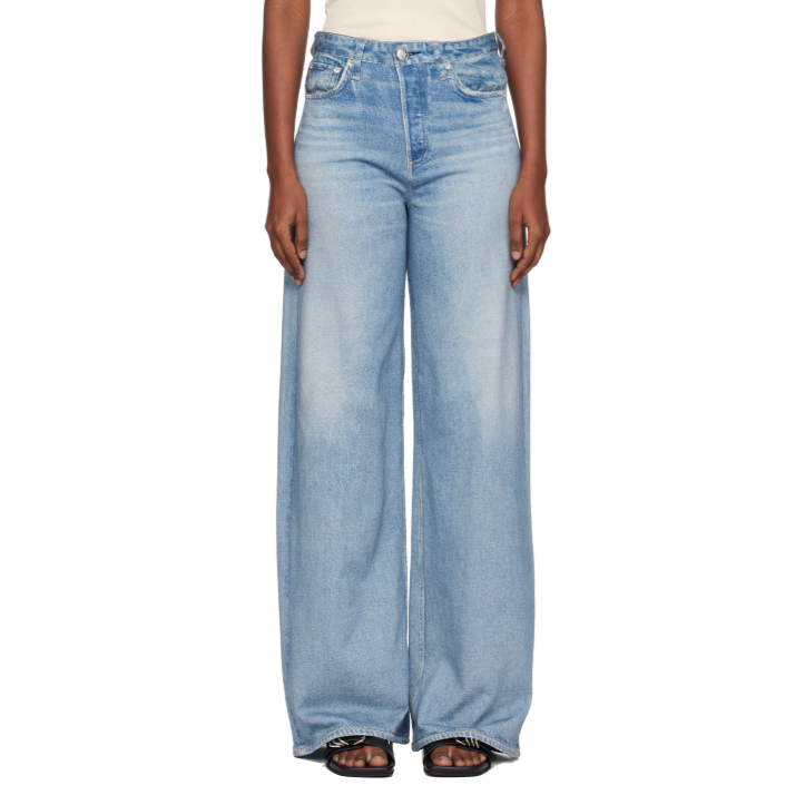 SSENSE: RAG & BONE Blue rb Miramar Sofie Wide-Leg Jeans