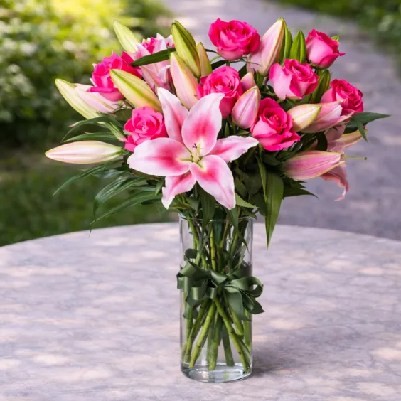 Mr Roses APAC: Mother's Day Flowers - Fragrant Pink Lilies & Pink Roses