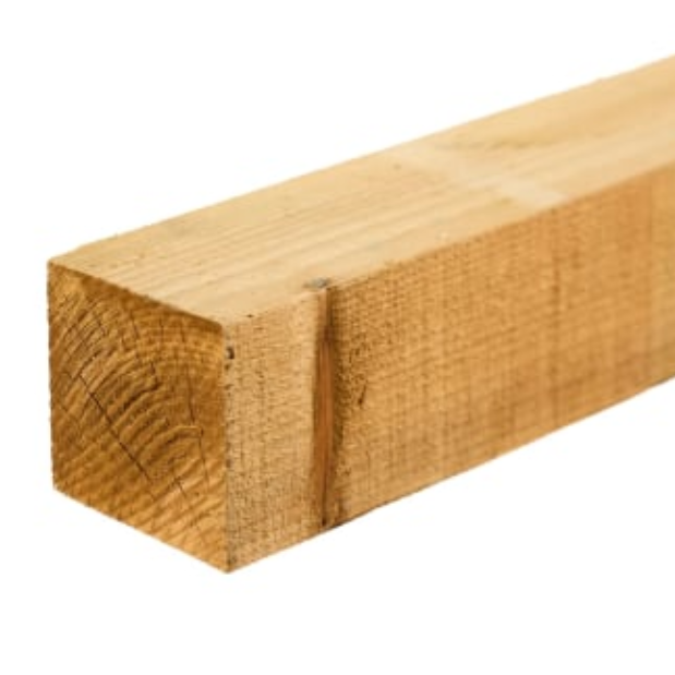 Materials Market: 8ft Green Treated Square Top Wooden Fence Post 2400mm x 100mm x 100mm