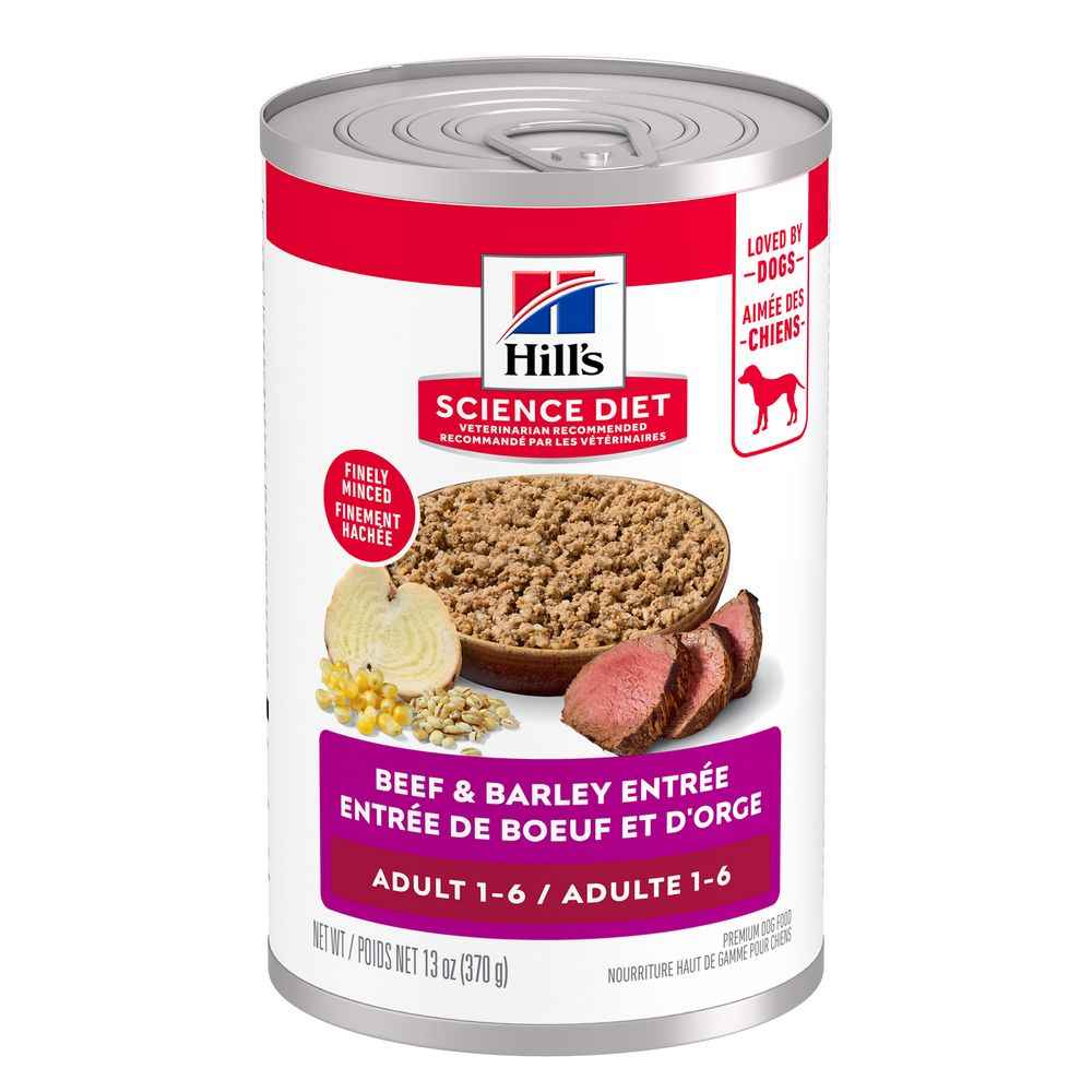 Hill's Pet Nutrition US: Adult Dog Food, Beef & Barley Entrée, Canned, 13 oz, 12 cans