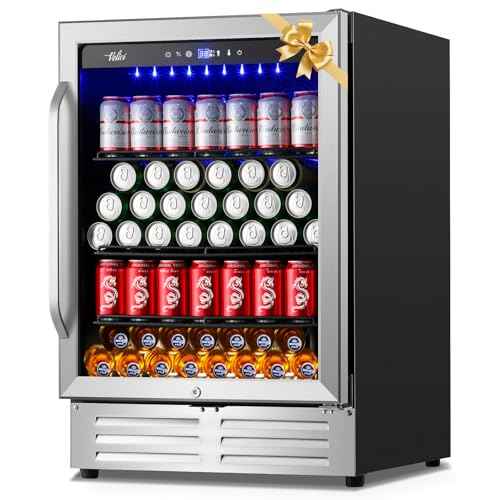 Amazon US: 24 Inch Beverage Refrigerator Cooler,210 Cans Wide Beverage and Beer Fridge with Glass Door and Powerful Cooling Compressor