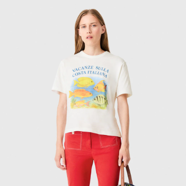 Maje US: Maje x Blanca Miró T-shirt with Fish Print