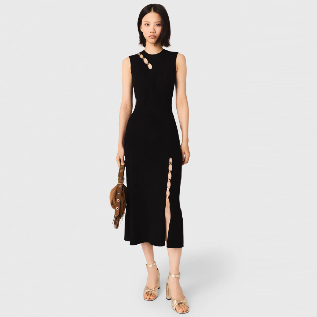 Maje US: Cutaway Rib Knit Maxi Dress