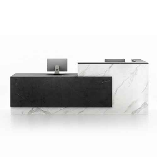 Amazon US: YTElantivo L-Shaped Reception Desk with Counter, 1-Inch Thick Board, Lockable Drawers & Keyboard Tray