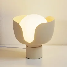 Lampegiganten DK: Lindby Fiora Table Lamp, Beige, Glass, Metal, Ø 20 cm
