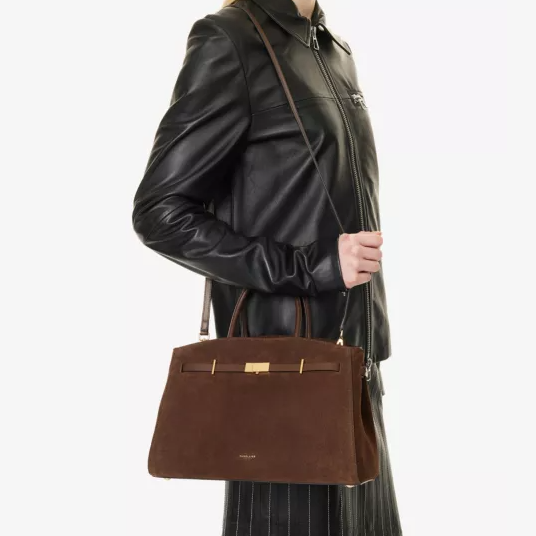Selfridges: DEMELLIER The Midi Hudson Suede Top-Handle Bag