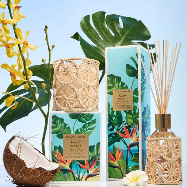 Glasshouse Fragrances US: Balmy Breeze - Palo Santo & Fresh Coconut