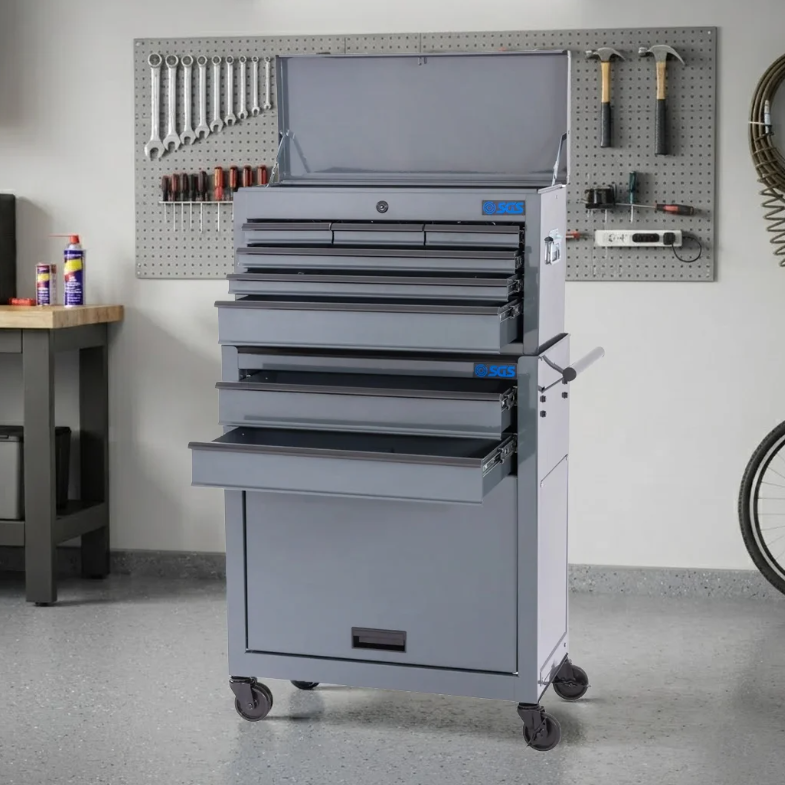SGS 26in 8 Drawer Tool Chest & Roller Cabinet Combo | Grey