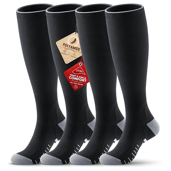 Benirap Compression Socks for Women Men, Breathable 15-20 mmHg Circulation, 2 Pairs