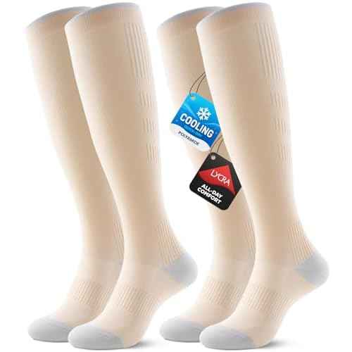 Benirap Breathable Compression Socks for Women and Men,15-20 mmHg,2 Pairs